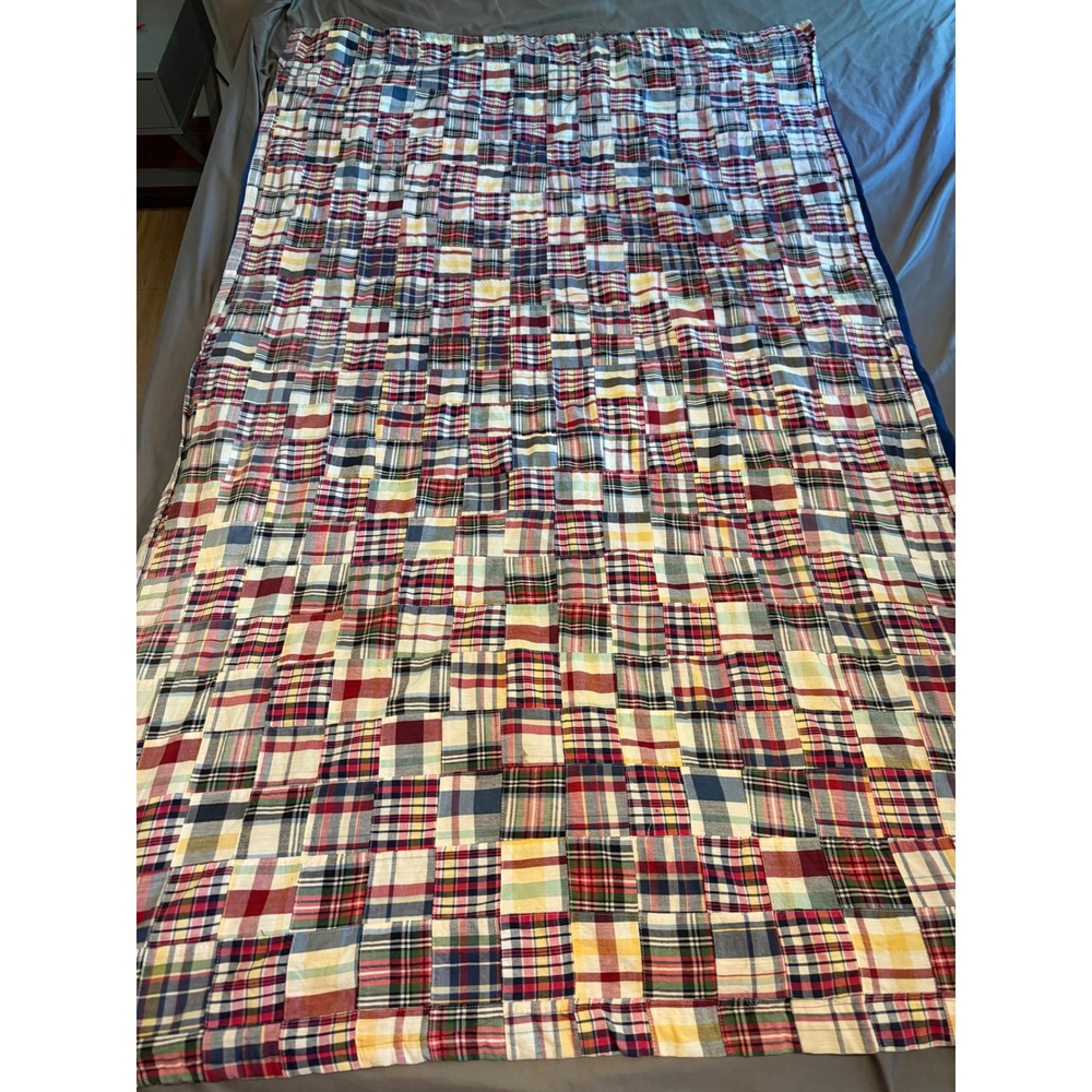 Handmade Madras Plaid Patchwork Quilt Americana farmhouse rustic toddler baby